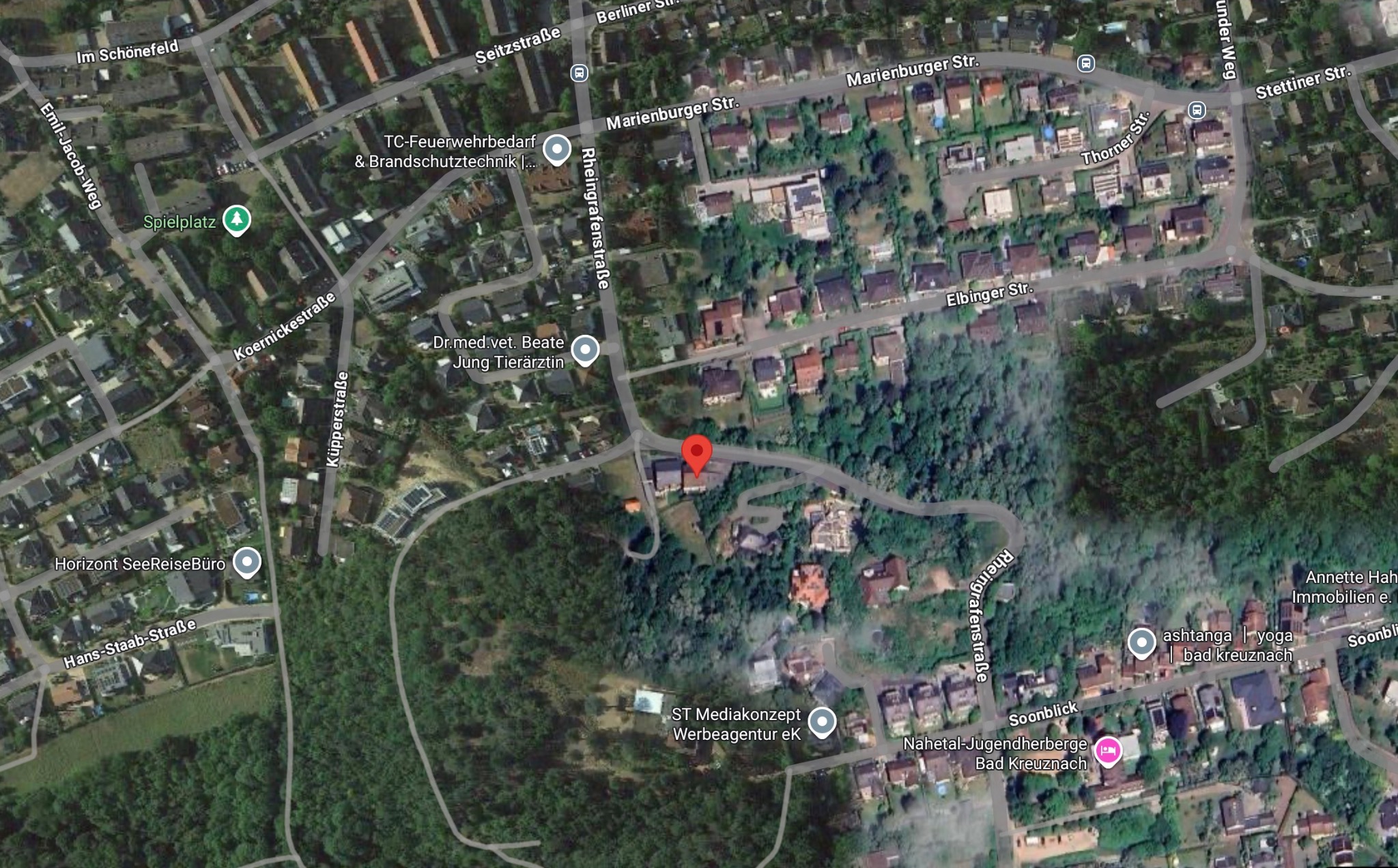 Satelliten-Lagekarte des Wohnobjekts in der Rheingrafenstraße 72 A am Kuhberg in Bad Kreuznach