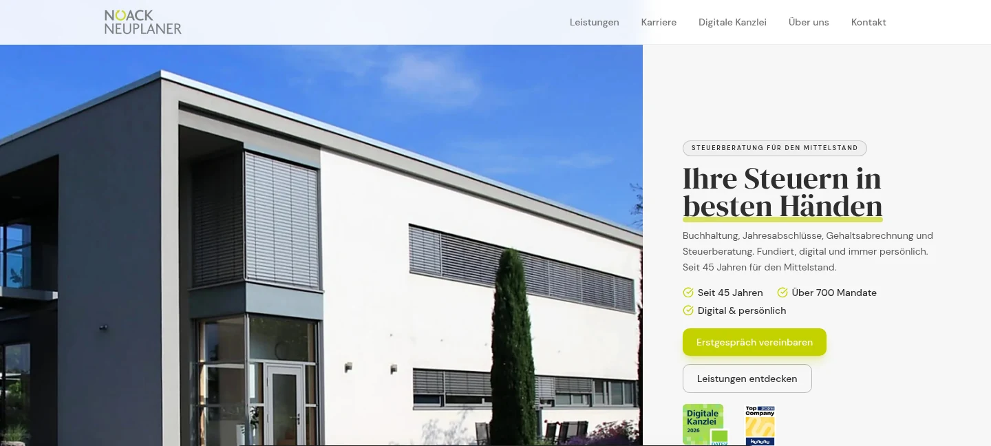 Aktuelle Website-Preview von Noack+Neuplaner